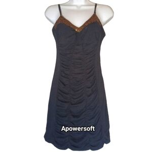 Black Ruched Sequin Mini Dress